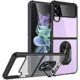 Niopiee für Samsung Galaxy Z Flip 4 Hülle Faltbare Seperate Klar Stoßfest Handyhülle mit Ring Halter Ständer Hybrid Heavy Duty Schutzhülle Anti-Kratzer Telefon Cover Hartcase für Galaxy Z Flip 4